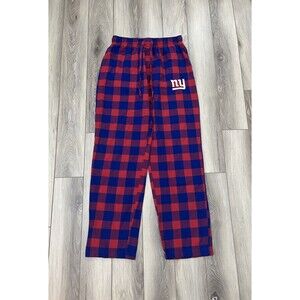 New York Giants NFL Plaid Red/Blue Pajama Pants Mens Sz Small Drawstring Pockets